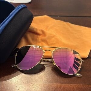 Diff Eyewear Gold Purple Aviator Sunglasses with Gradient Lenses